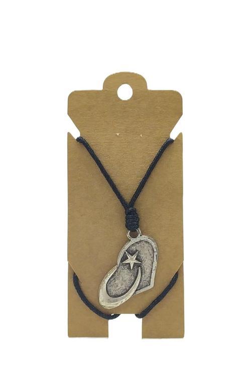 UNİSEX KOTON İP ASKILI VE GÜMÜŞ ANTİK KAPLAMALI TRİBAL KOLYE