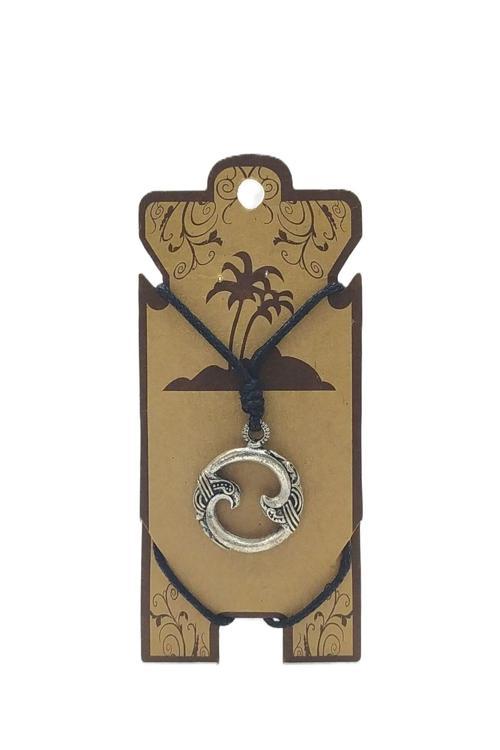 UNİSEX KOTON İP ASKILI VE GÜMÜŞ ANTİK KAPLAMALI TRİBAL KOLYE