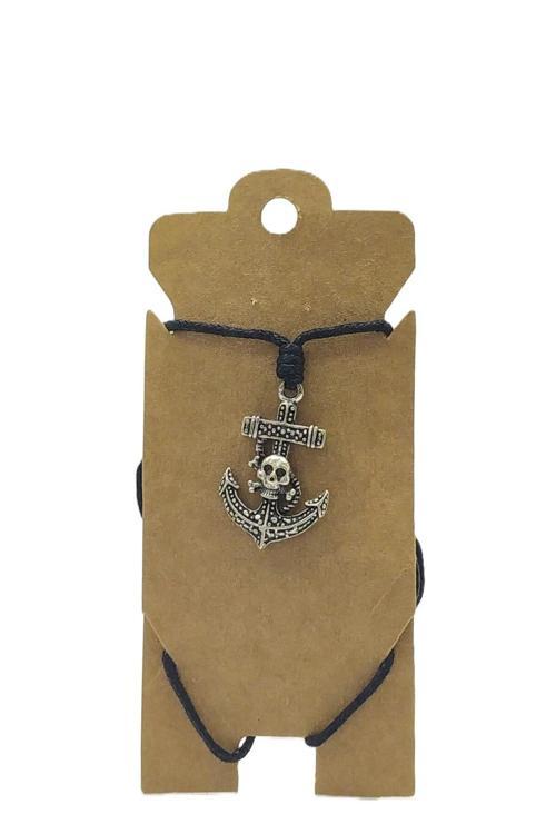 UNİSEX KOTON İP ASKILI VE GÜMÜŞ ANTİK KAPLAMALI TRİBAL KOLYE