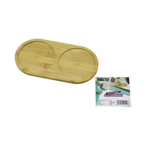 2 BÖLMELİ OVAL AHŞAP BAMBU YAĞDANLIK ALTLIK MİNİ TEPSİ 12 X 23.4 X 0.8CM (2818)
