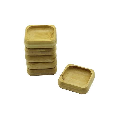 6 ADET 9X9CM KARE AHŞAP BAMBU ÇEREZLİK - LOKUMLUK KASE DERİNLİK: 1.8CM (2818)