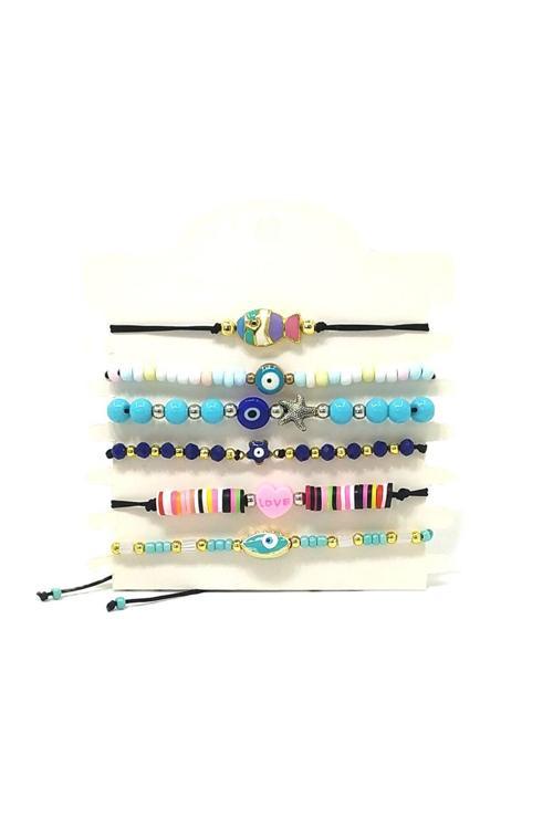 6’ŞARLI AYARLANABİLİR İPLİ UNİSEX BİJUTERİ BİLEKLİK SETİ