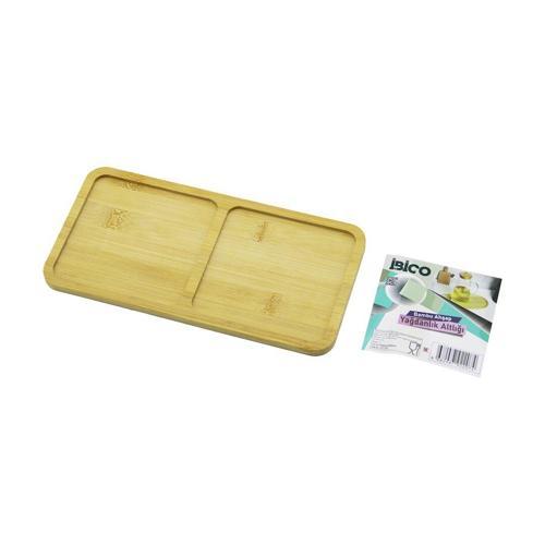 DİKDÖRTGEN 2 BÖLMELİ AHŞAP BAMBU YAĞDANLIK ALTLIK MİNİ TEPSİ 12 X 23.4 X 0.8CM (2818)