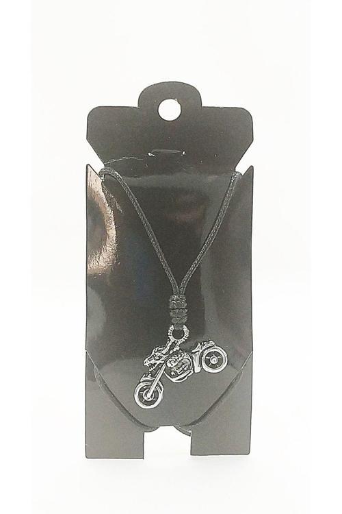 UNİSEX KORE İP ASKILI VE KROM ÇELİK KAPLAMALI TRİBAL KOLYE