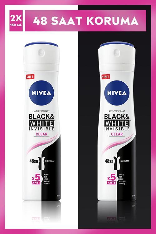 Invisible Black&White Clear Kadın Deodorant Sprey 150 Ml 2'li Avantaj Paketi