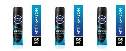 Deodorant 150 ml Erkek Deep Beat Aktif Karbon 3 Adet