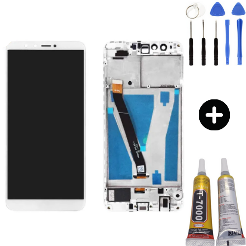 TE Huawei Y9 2018 Uyumlu Çıtalı HK Lcd Ekran Dokunmatik Beyaz+ Montaj Seti
