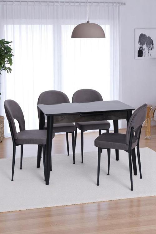 Melisa Hilal Lak Panel Açılır Mutfak Masa Sandalye Takımı 60x100