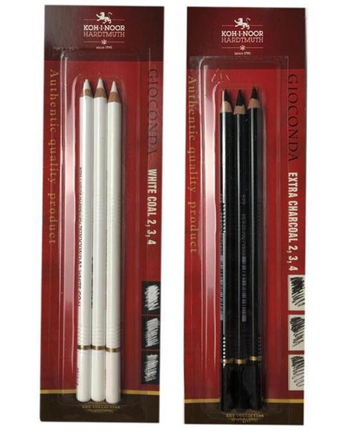 Kohi Noor Gioconda White Coal ve Extra Charcoal Kömür Füzen Kalem 2li Set