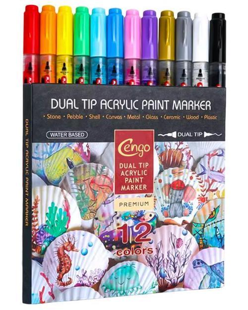 Çift Uçlu Akrilik İşaretleyici Kalem 12 Renk CGO604