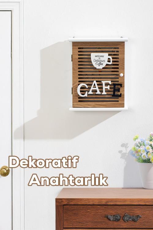 2067 Duvara Montajlı Dekoratif Anahtarlık Dolabı - Duvar Askılı Anahtar Saklama Kabini 21X25,5cm
