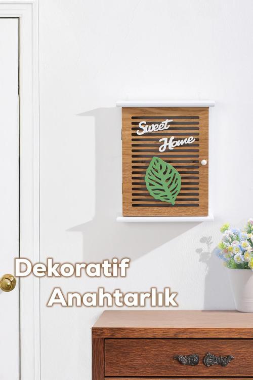 2069 Duvara Montajlı Dekoratif Anahtarlık Dolabı - Duvar Askılı Anahtar Saklama Kabini 21X25,5cm