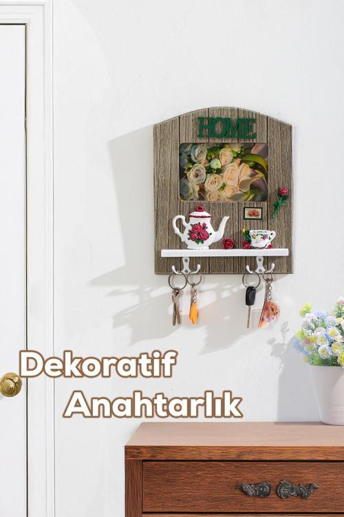 2070 Duvara Montajlı Dekoratif Anahtarlık - Duvar Askılı Anahtar Düzenleyici 22X26,5cm