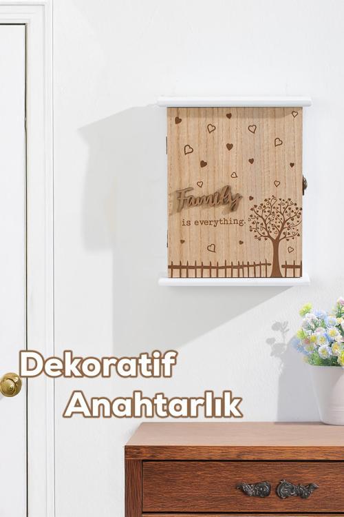 2072 Duvara Montajlı Dekoratif Anahtarlık Dolabı - Duvar Askılı Anahtar Saklama Kabini 18,5X25,5cm