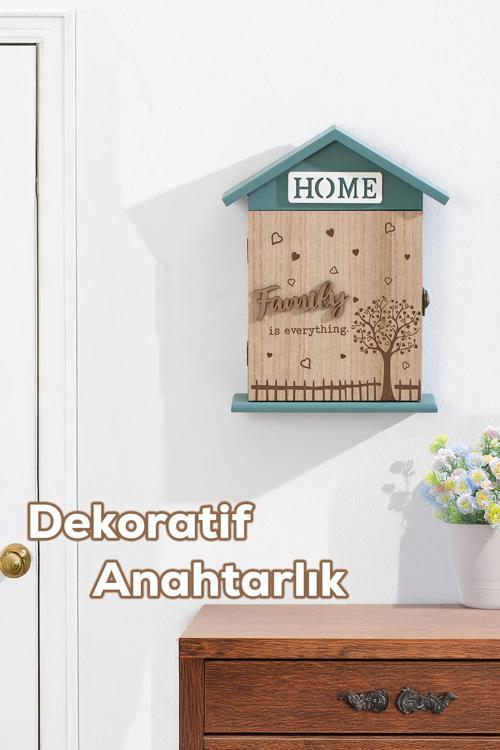 2073 Duvara Montajlı Dekoratif Anahtarlık Dolabı - Duvar Askılı Anahtar Saklama Kabini 17X27,5cm