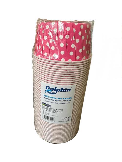 Muffin Orta Boy Kağıt Pembe Puantiyeli Cupcake Kek Kalıbı Kapsülü Kabı - 50 Adetlik 1 Paket