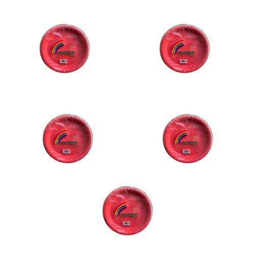 Kullan At Renkli Kırmızı Parti Davet Plastik Tabak - 22 Cm. - 25 Adetlik 5 Paket
