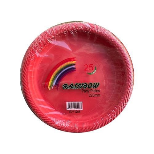 Kullan At Renkli Kırmızı Parti Davet Plastik Tabak - 22 Cm. - 25 Adetlik Paket