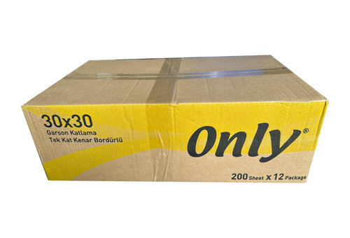 Garson Katlama Kenar Bordürlü Peçete - 30 x 30 Cm. - 12 Adet 200'lü Paket / Koli - Tek Kat