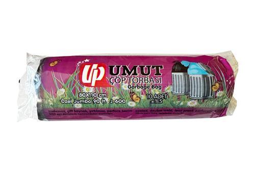 Endüstriyel Jumbo Çöp Torbası Poşeti - 2 Kat - Siyah - 600 Gr. - 80x110 Cm. -10 Adetlik Rulo