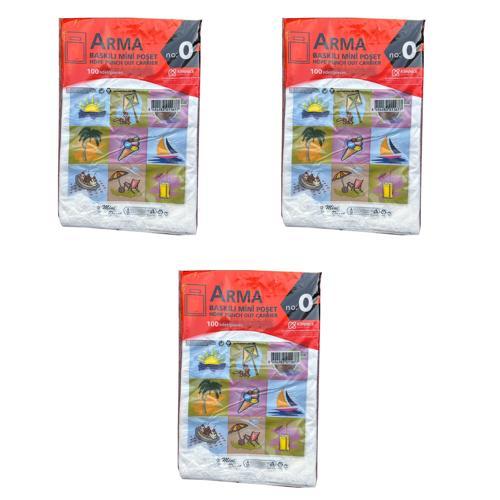 Baskılı Mini Blok Poşet Torba - No : 0 - 20x30 Cm. - Beyaz - 100 Adetlik 3 Paket