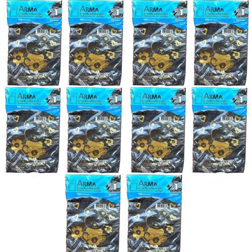 Baskılı Mini Blok Poşet Torba - No : 1 - 22x35 Cm. - Siyah - 100 Adetlik 10 Paket