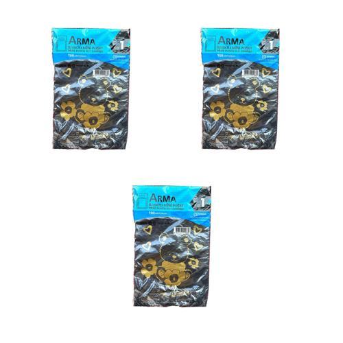 Baskılı Mini Blok Poşet Torba - No : 1 - 22x35 Cm. - Siyah - 100 Adetlik 3 Paket