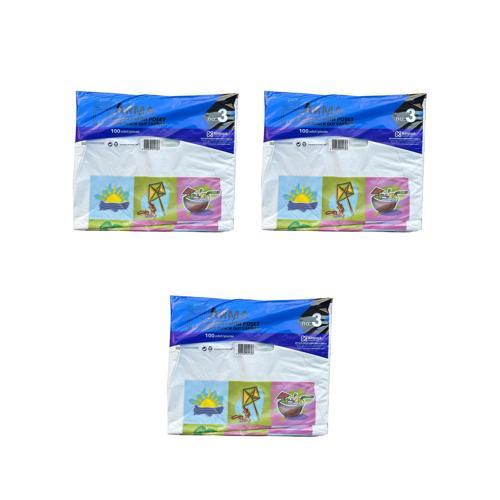 Baskılı Mini Blok Poşet Torba - No : 3 - 30x50 Cm. - Beyaz - 100 Adetlik 3 Paket