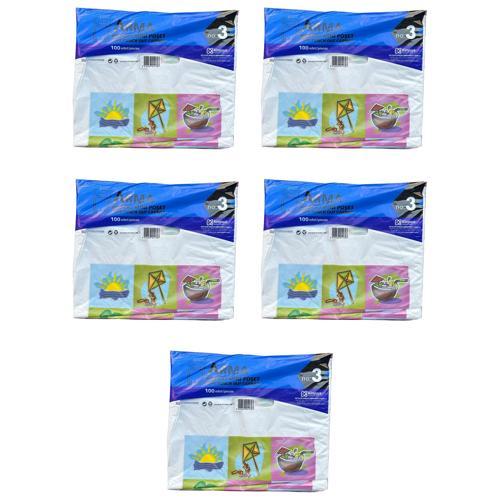Baskılı Mini Blok Poşet Torba - No : 3 - 30x50 Cm. - Beyaz - 100 Adetlik 5 Paket