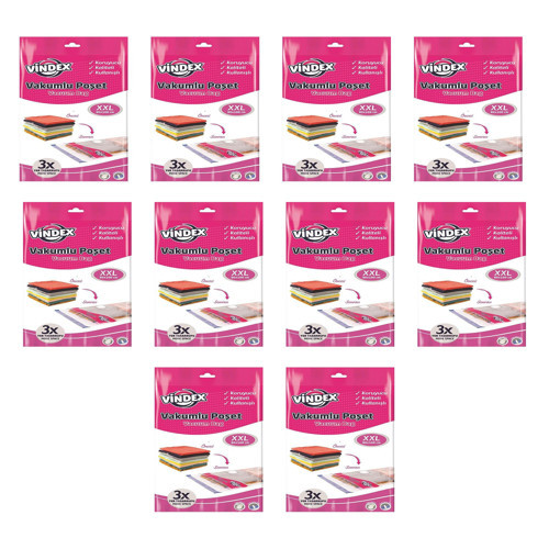 Vakumlu Giyisi Yastık Yorgan Saklama Torbası Poşeti Hurç - XX Large - 80x100 Cm. - 10 Paket