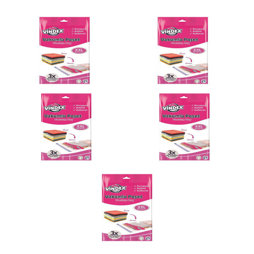 Vakumlu Giyisi Yastık Yorgan Saklama Torbası Poşeti Hurç - XX Large - 80x100 Cm. - 5 Paket