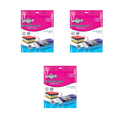 Vakumlu Giyisi Yastık Yorgan Saklama Torbası Poşeti Hurç -Large -55x90 Cm. -1 Adetlik 3 Paket