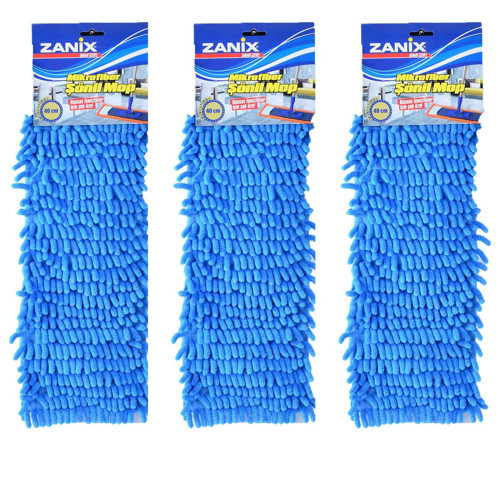 Mikrofiber Islak Kuru Nemli Makarna Şönil Palet Tablet Mop Yedeği - 50 Cm. - 3 Adet