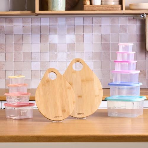 Damla 12 Parça Saklama Kabı ve Kesme Tahtası