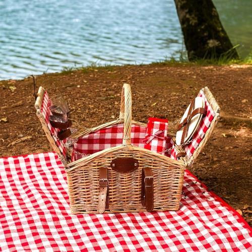 Summer Tabak, Çatal Kaşık Bıçak Takımı, Kadeh ve Piknik Örtüsü Hediyeli Piknik Sepeti