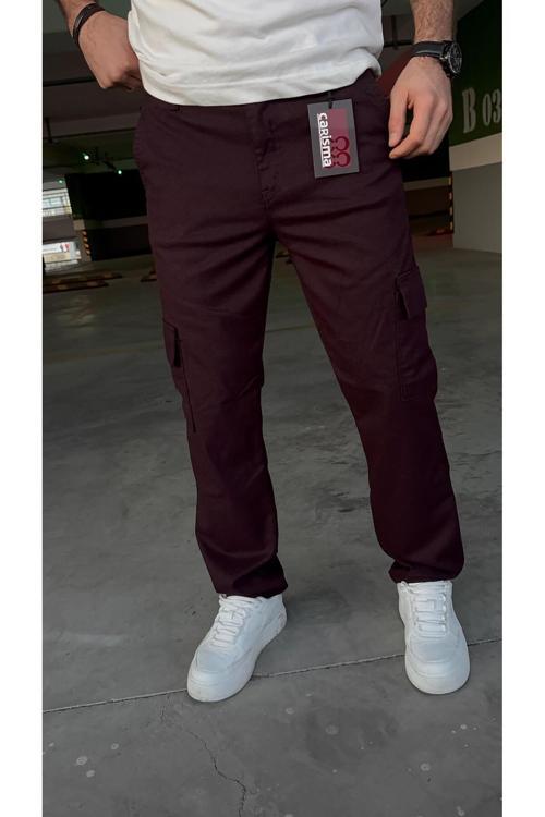Kargo Baggy Bordo Renk Viscon Kumaş Likralı