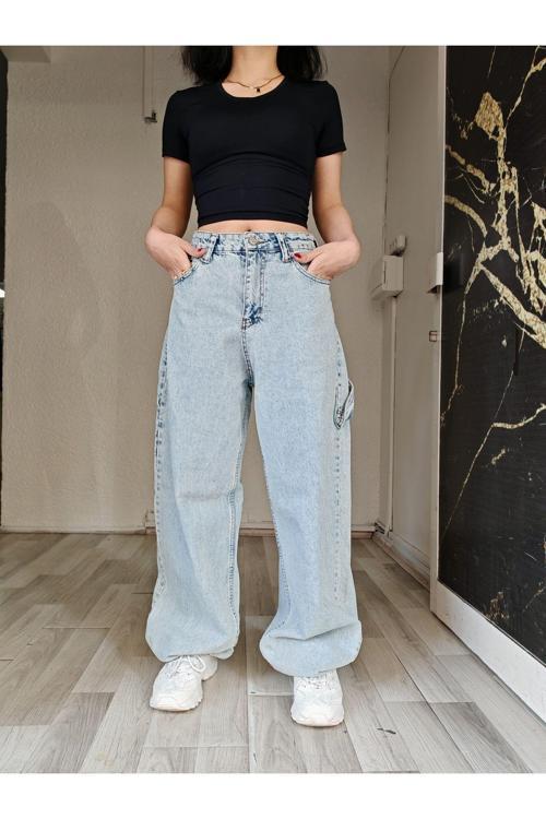 Cep Detaylı Beyaz Palazzo