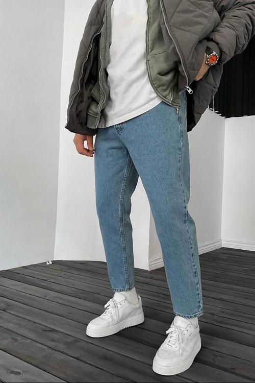 Boyfriend Yıkamalı Mavi Renk Kot Pantolon