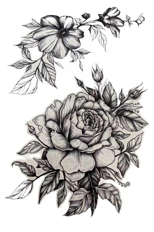 Gül Figürlü Geçici Dövme Tattoo