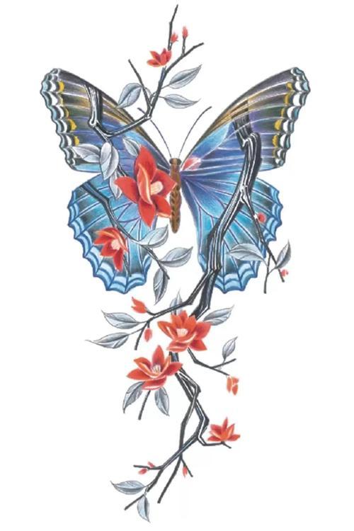 Kelebek Figürlü Büyük Boy Geçici Dövme Tattoo