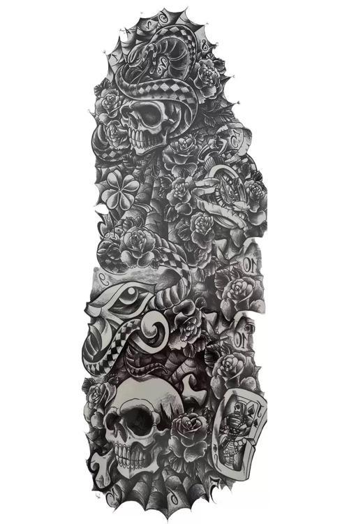 Geçici Kuru Kafa Figürlü Dövme Tattoo