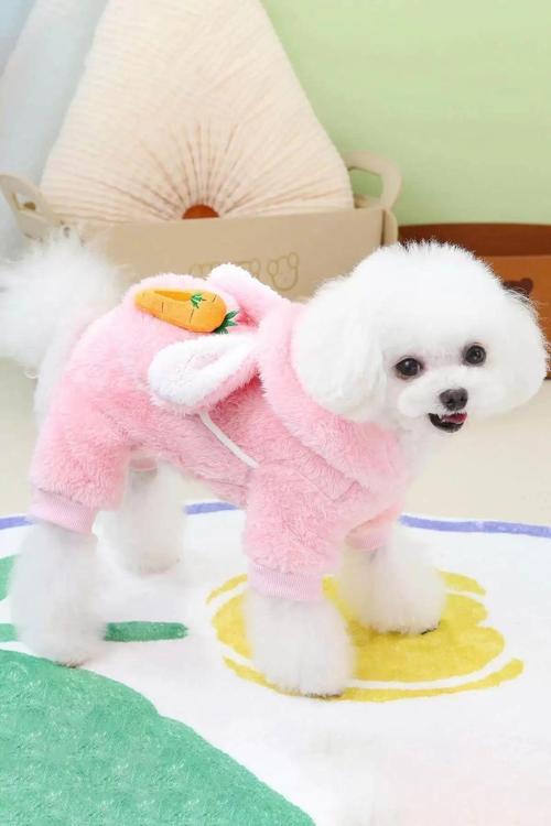 Pembe Renk Havuç Figürlü Çantalı Peluş XXL Köpek Tulum