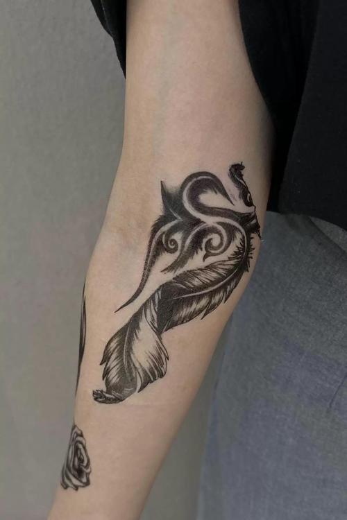 Tüy Ve Gül Figürlü Geçici Dövme Tattoo