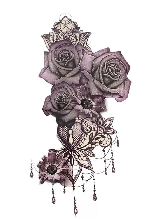 Gül Figürlü Geçici Dövme Tattoo