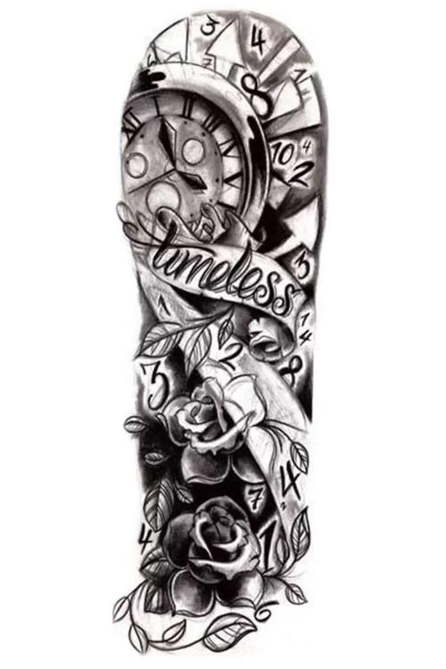 Geçici Saat Ve Gül Figürlü Dövme Tattoo