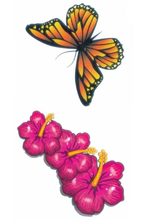 Kelebek Ve Çiçek Figürlü Geçici Mini Dövme Tattoo