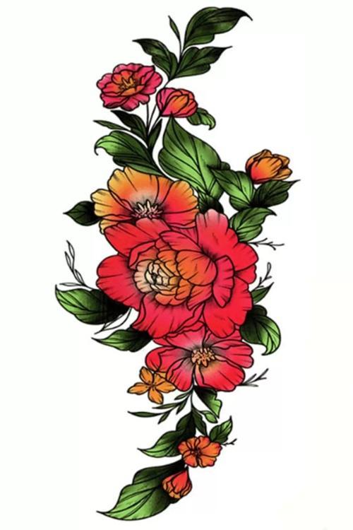 Çiçek Figürlü Geçici Dövme Tattoo