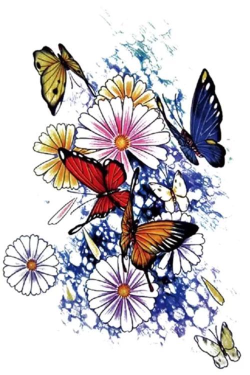 Çiçek Ve Kelebek Figürlü Geçici Dövme Tattoo