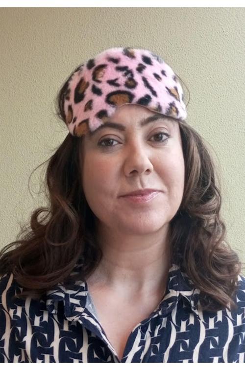 Açık Pembe Renk Leopar Figürlü Uyku Bandı