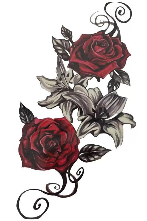 Gül Figürlü Geçici Dövme Tattoo